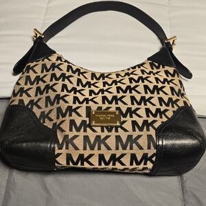 Michael Kors Black and Tan Shoulder Bag